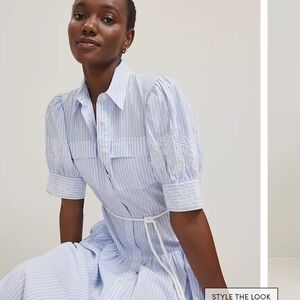 Ann Taylor Blue Striped Dress with Belt